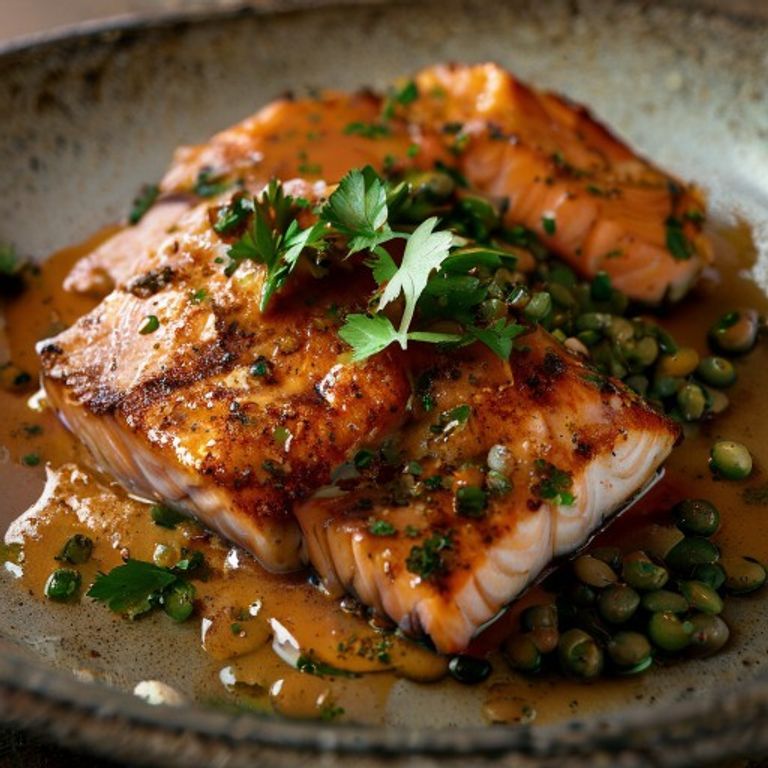 Saumon poêlé aux lentilles vertes du Puy : Recette gourmande et authentique